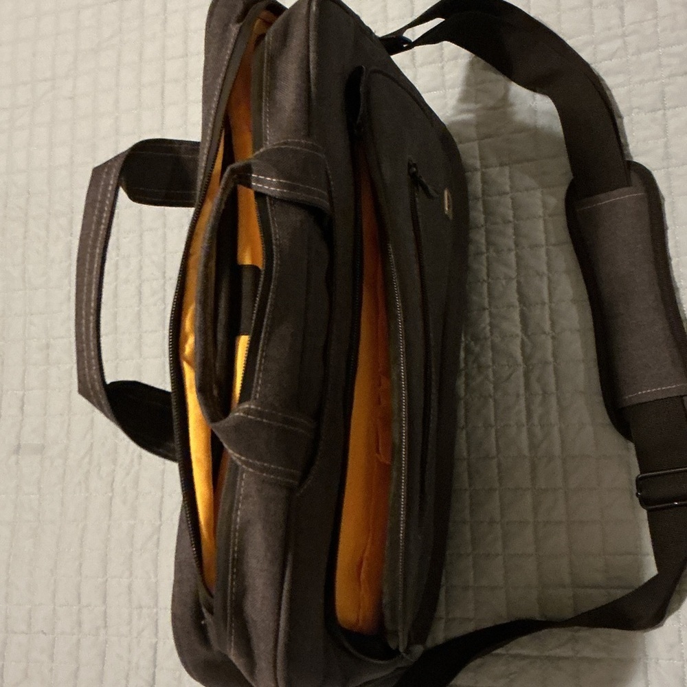 Grey Canvas Laptop Briefcase Bag - Picture 5 of 10